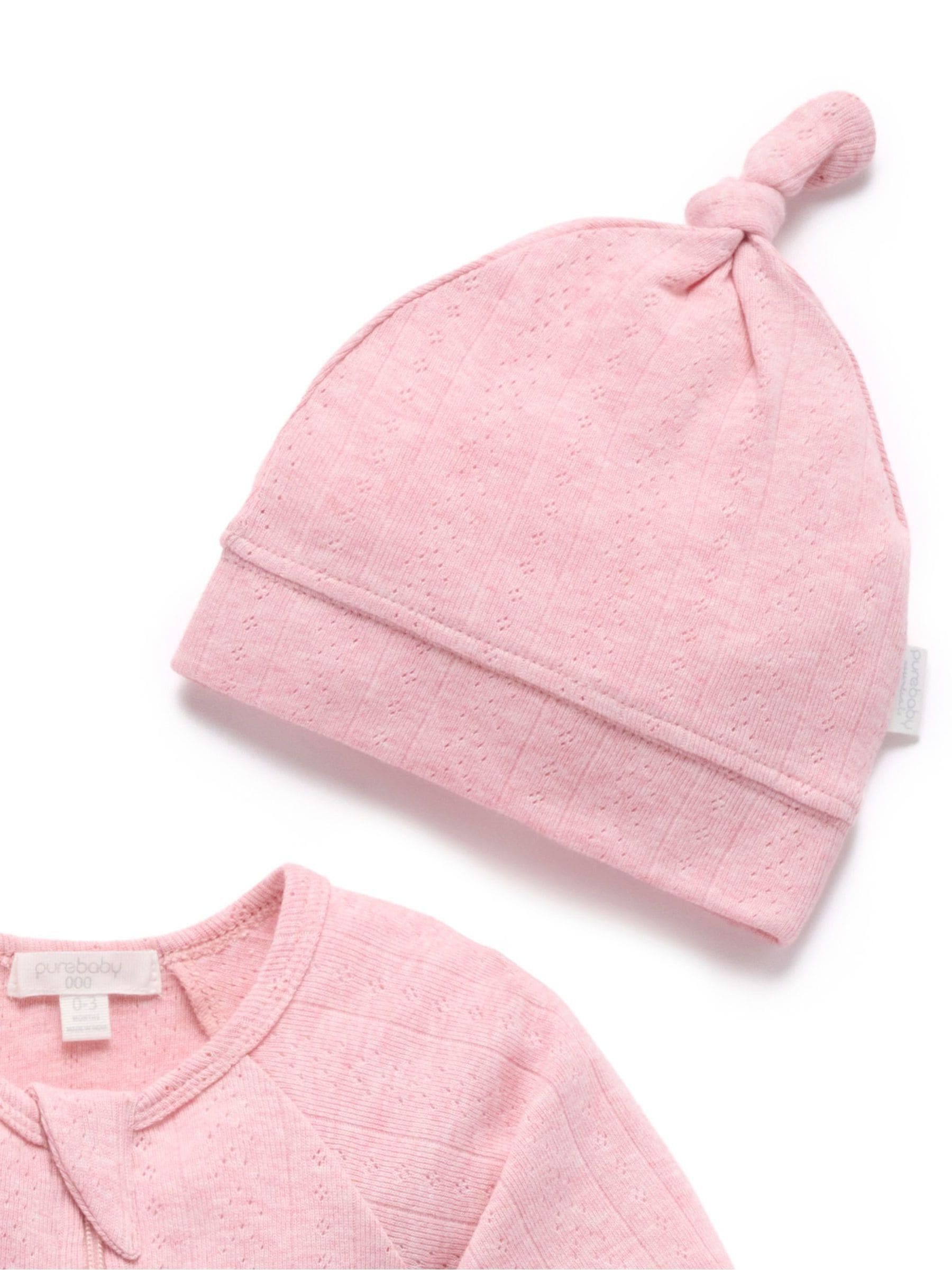 Purebaby Pink Pointelle Sleepsuit & Hat image 5