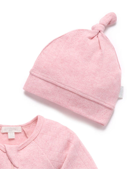 Purebaby Pink Pointelle Sleepsuit & Hat image 5