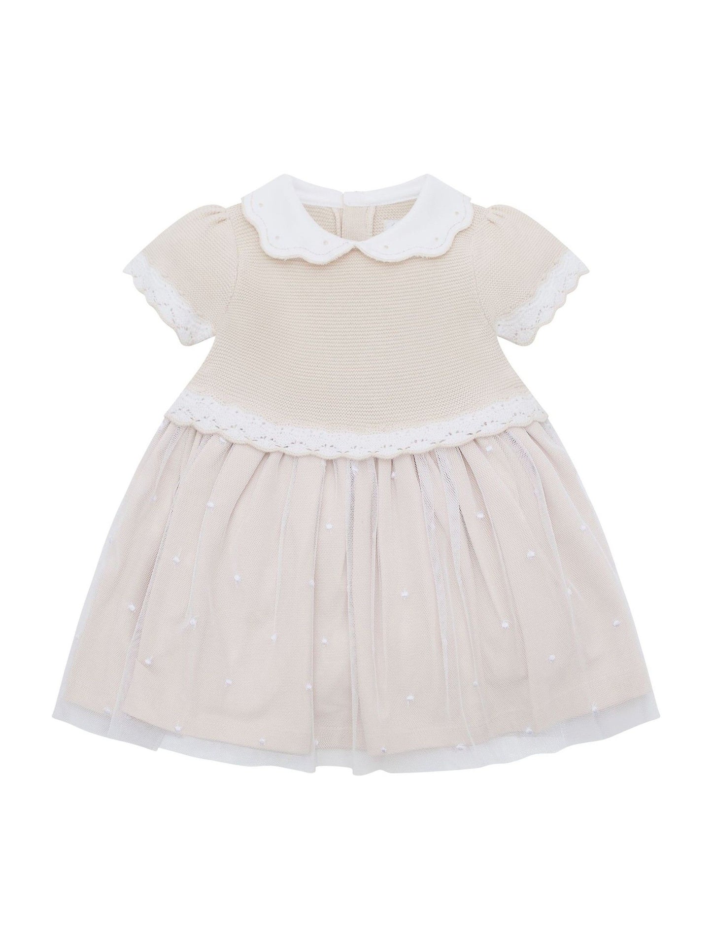 Emile Et Rose Natural Lauren Dress With Knitted Upper Skirt Embroidered Tulle Overlay & Pants image 2