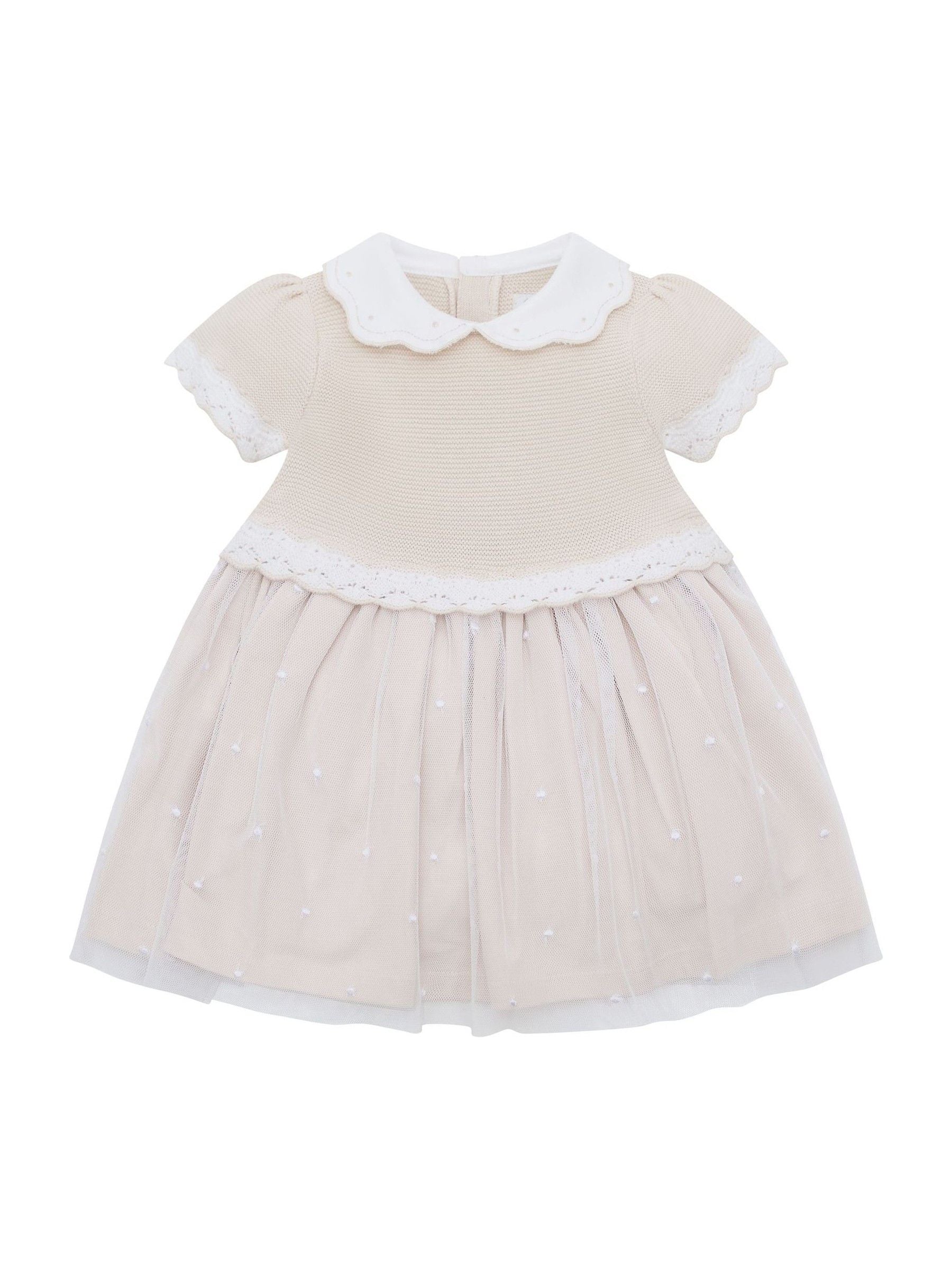 Emile Et Rose Natural Lauren Dress With Knitted Upper Skirt Embroidered Tulle Overlay & Pants image 2