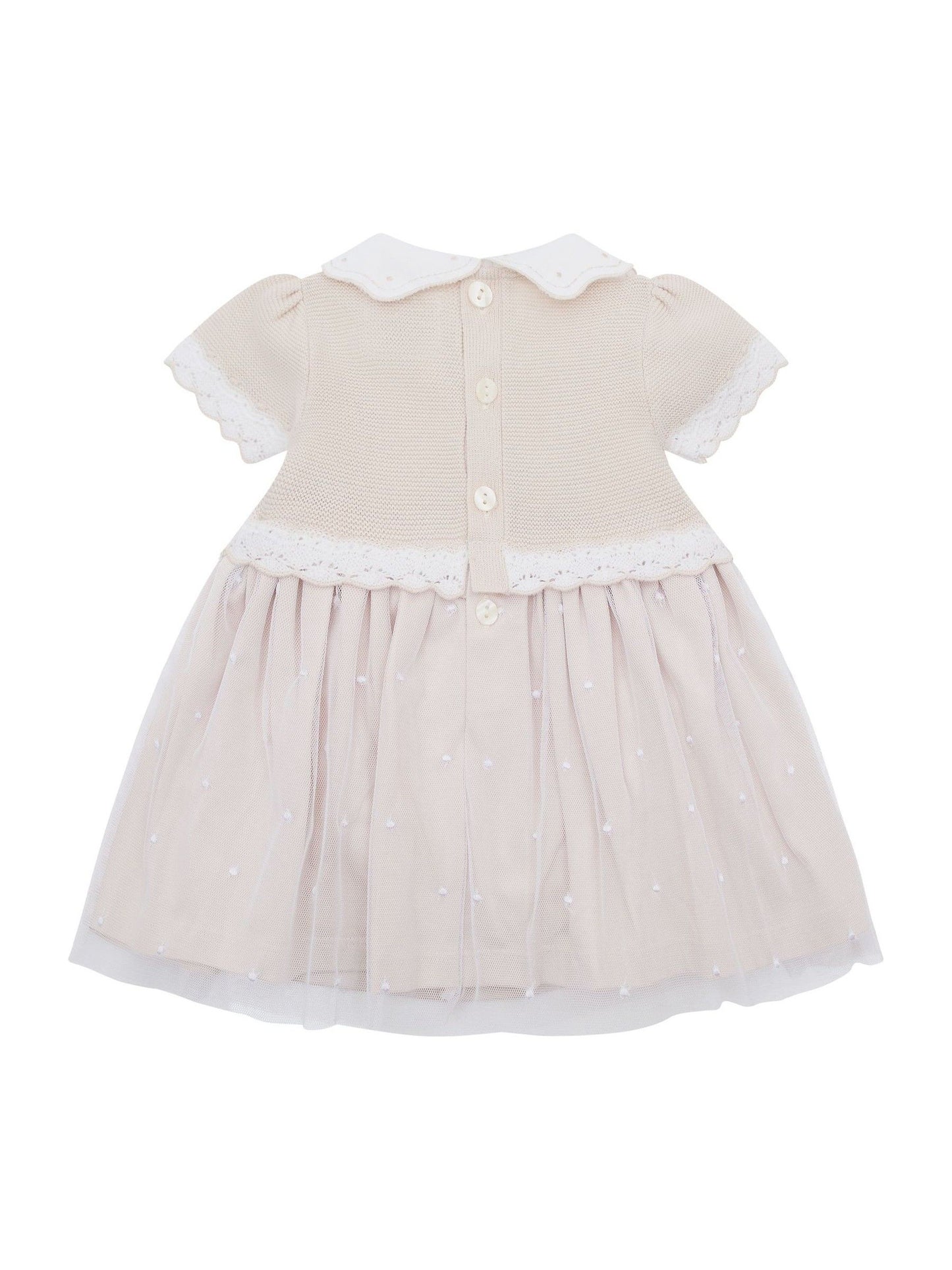 Emile Et Rose Natural Lauren Dress With Knitted Upper Skirt Embroidered Tulle Overlay & Pants image 3