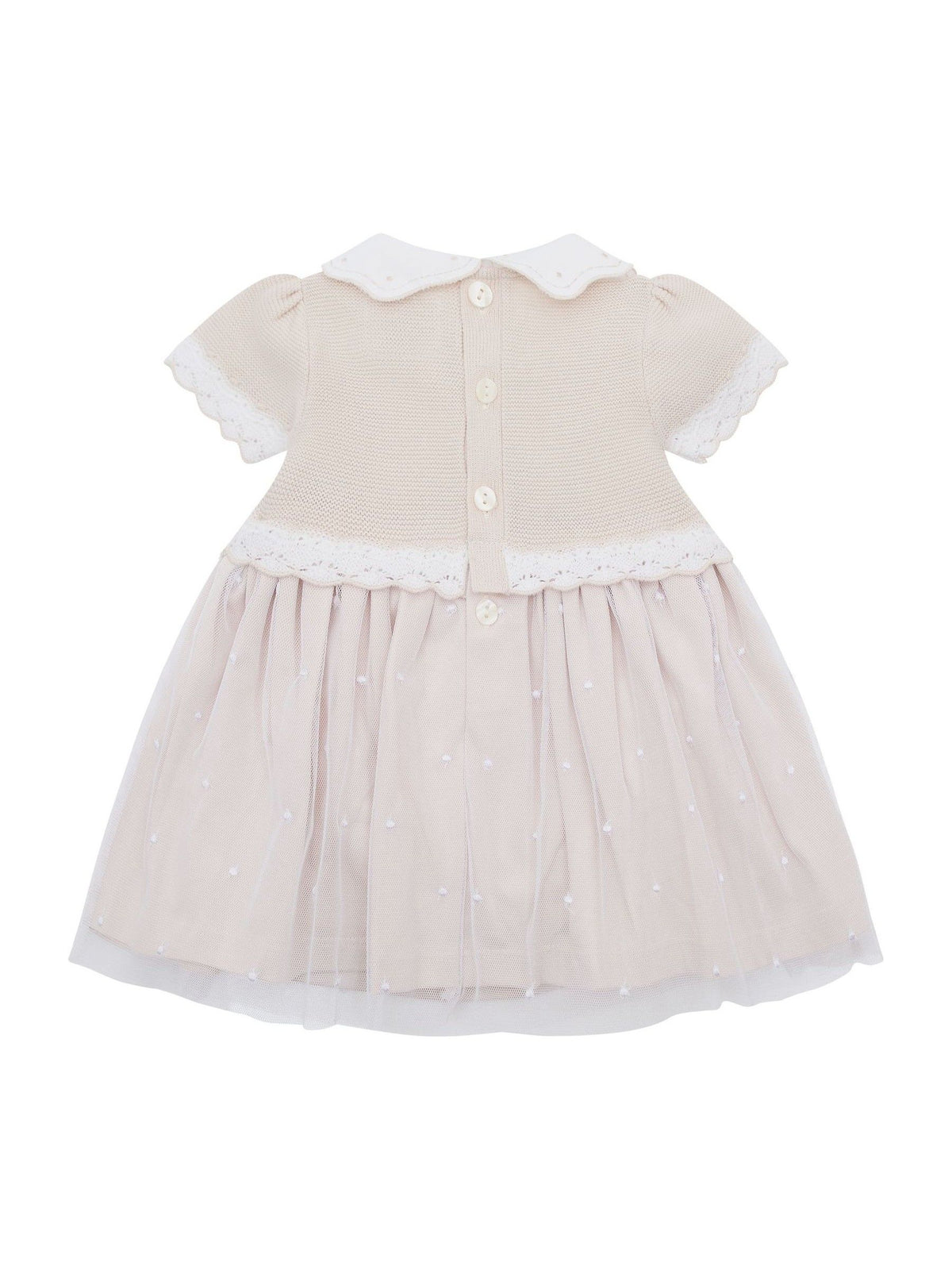 Emile Et Rose Natural Lauren Dress With Knitted Upper Skirt Embroidered Tulle Overlay & Pants image 3