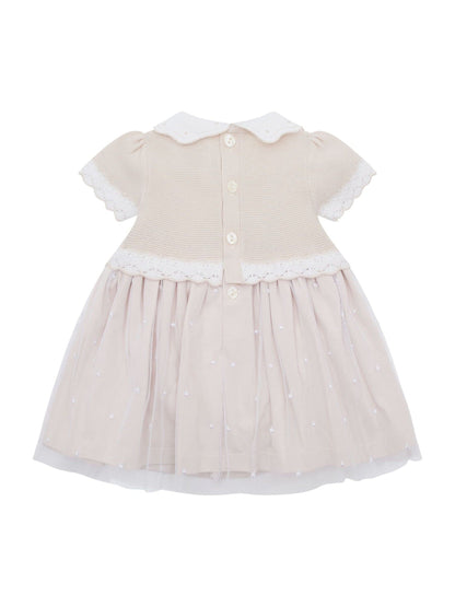 Emile Et Rose Natural Lauren Dress With Knitted Upper Skirt Embroidered Tulle Overlay & Pants image 3