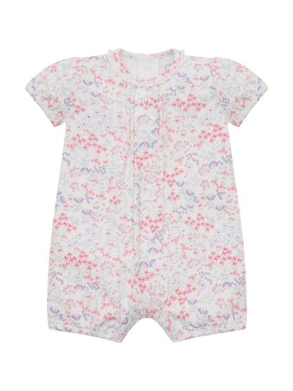 Emile Et Rose Pink Lori Printed Stretch Romper With Bows & Lace Trim image 2