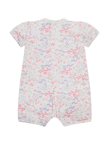 Emile Et Rose Pink Lori Printed Stretch Romper With Bows & Lace Trim image 3