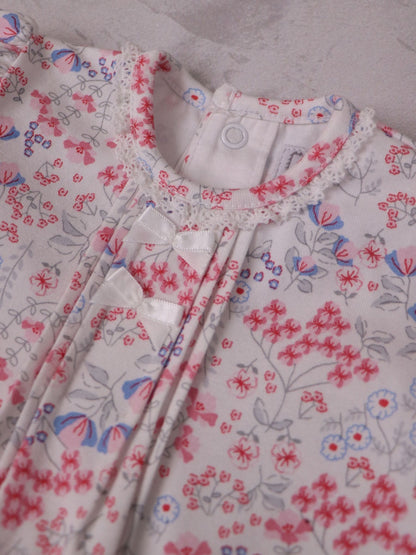 Emile Et Rose Pink Lori Printed Stretch Romper With Bows & Lace Trim image 4