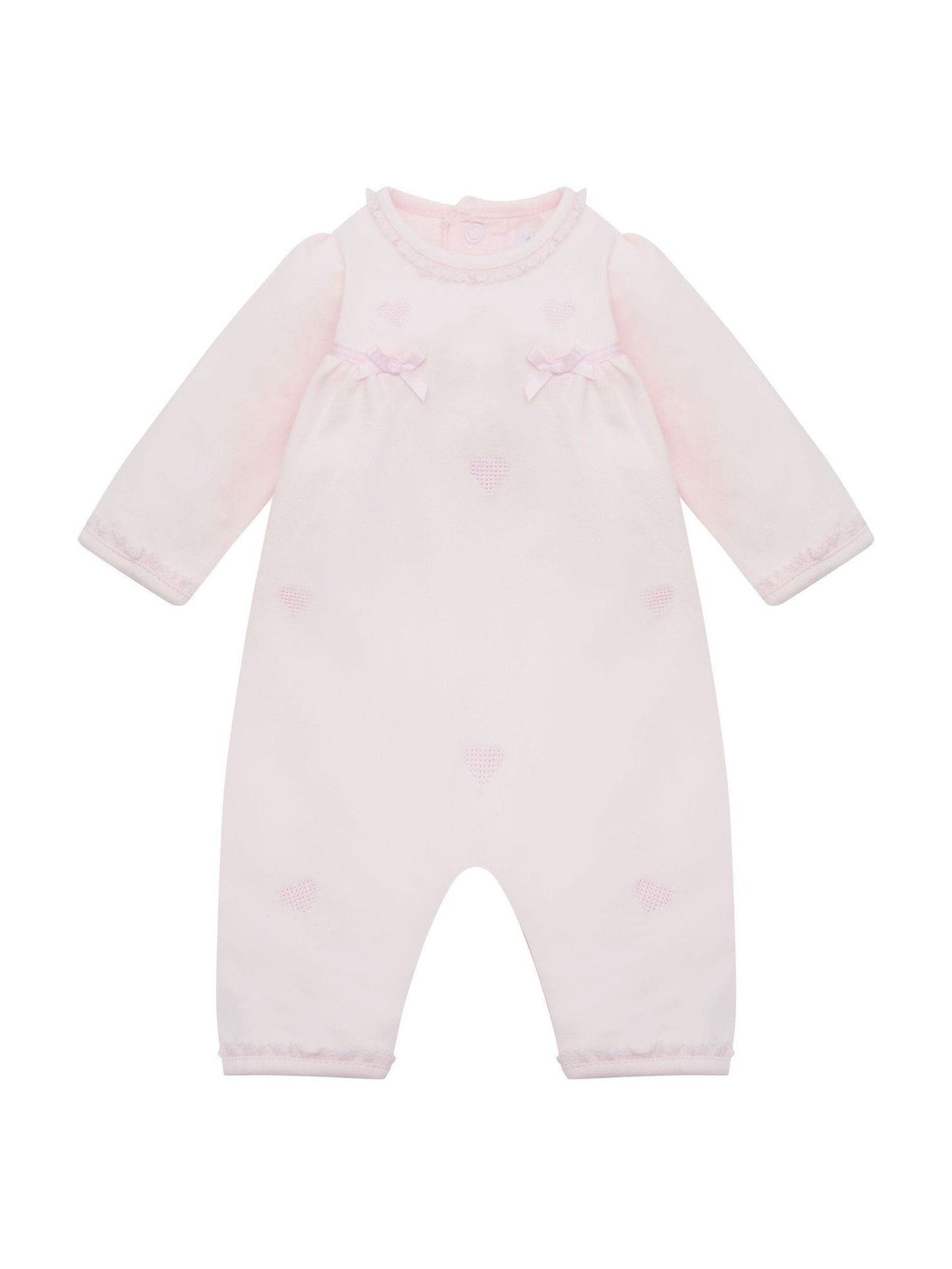 Emile Et Rose Pink Lily All-In-One With Embroidered Hearts Lace Trim & Hairband image 3