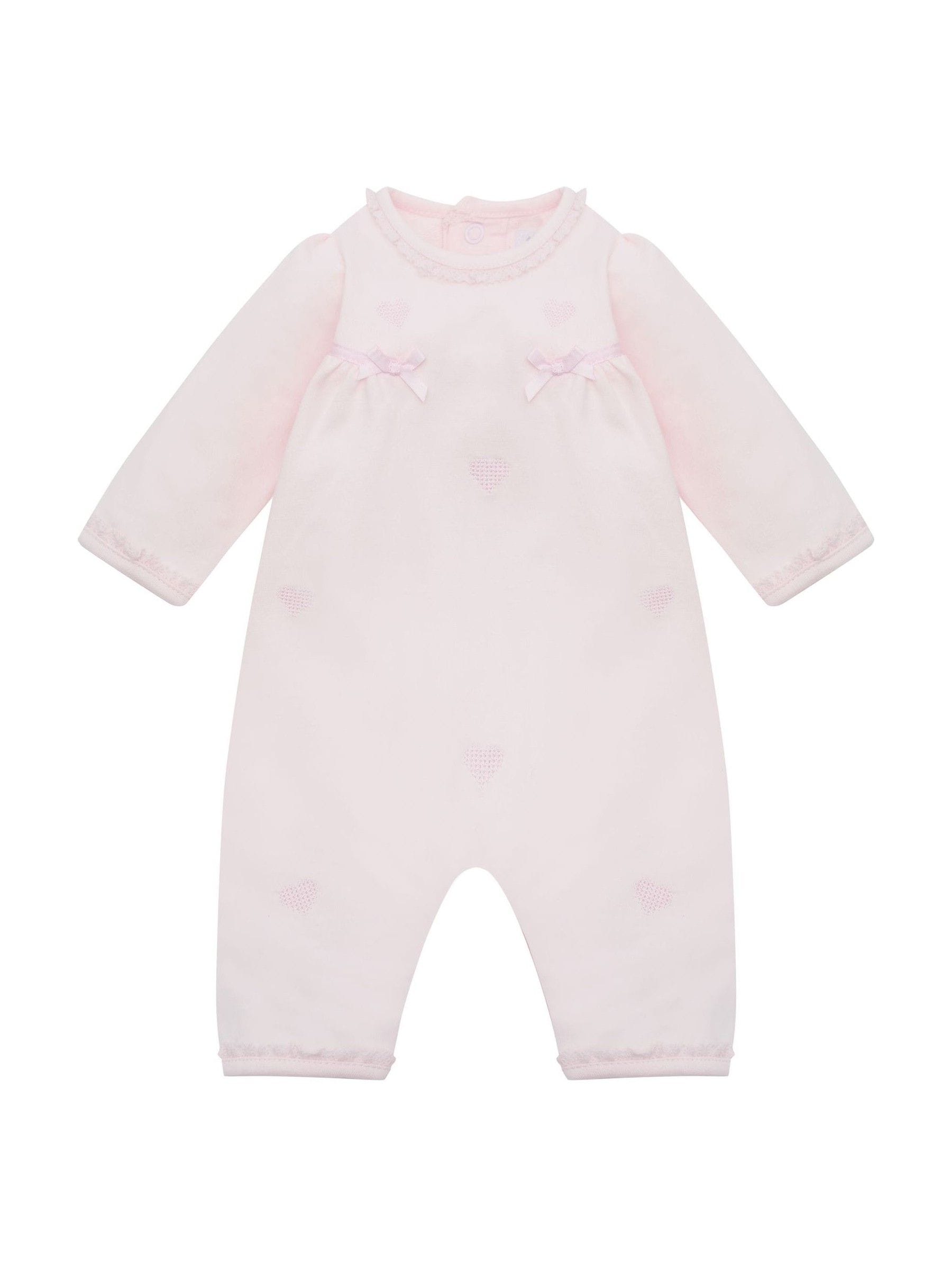 Emile Et Rose Pink Lily All-In-One With Embroidered Hearts Lace Trim & Hairband image 3