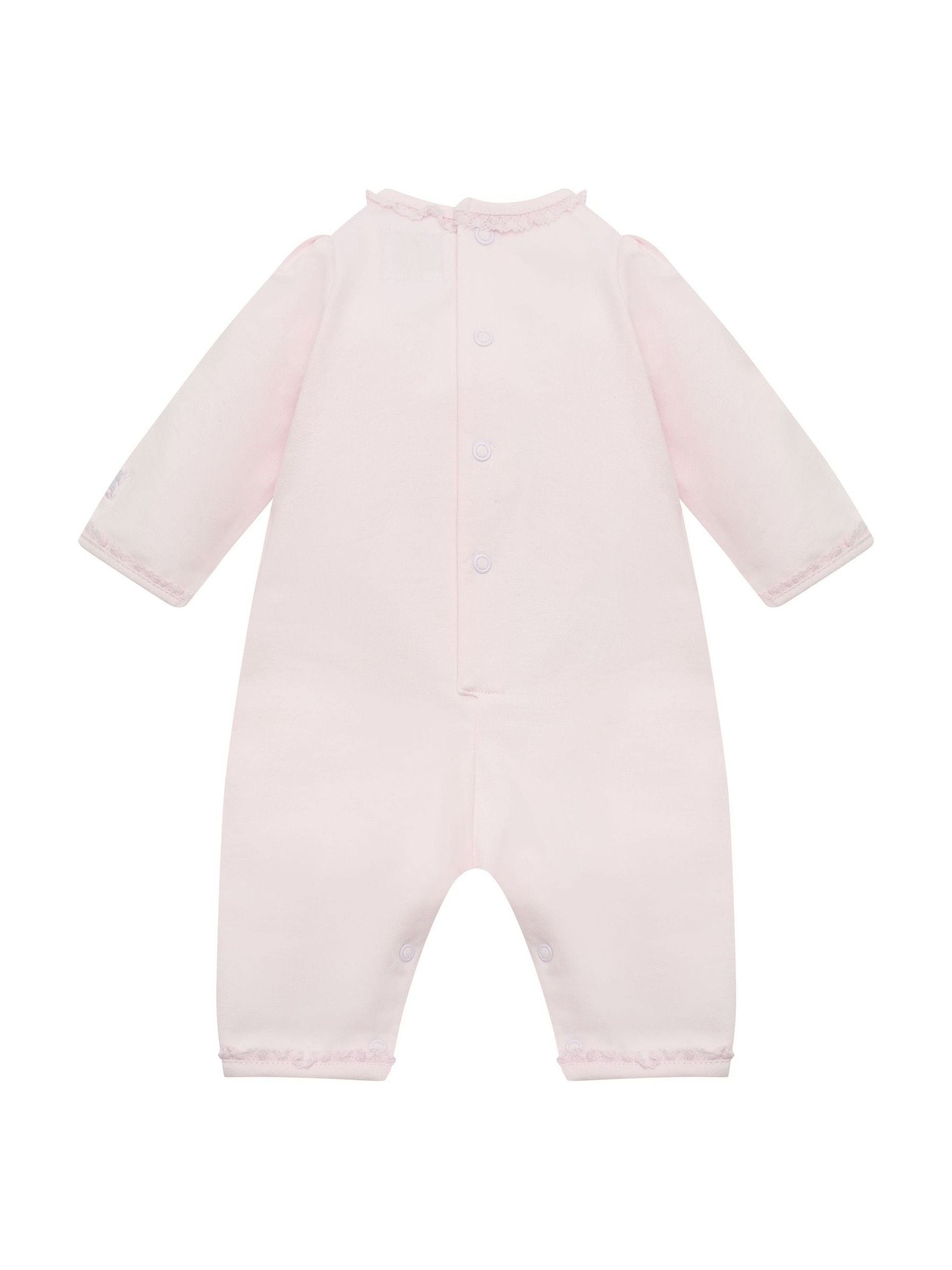 Emile Et Rose Pink Lily All-In-One With Embroidered Hearts Lace Trim & Hairband image 4