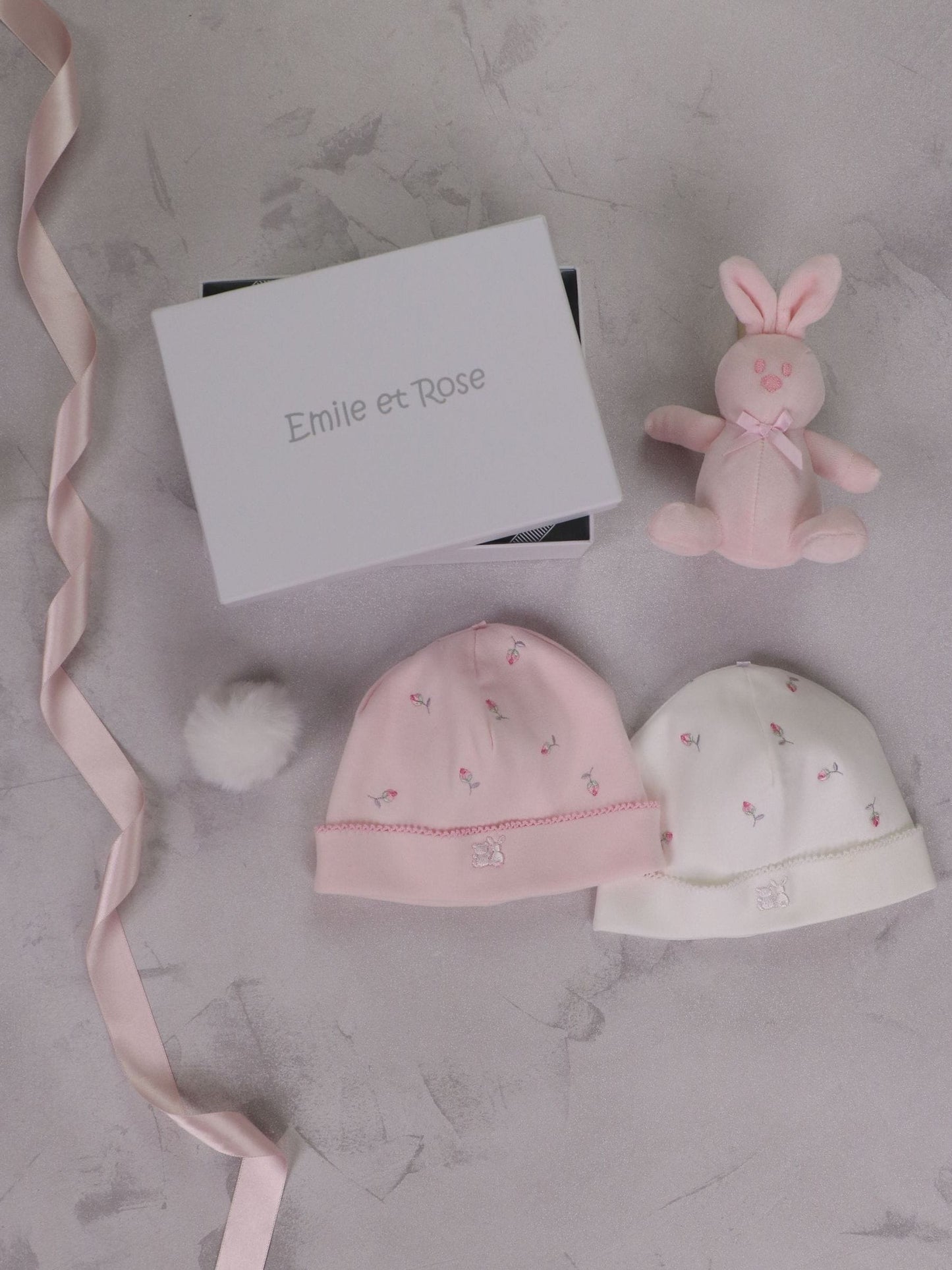 Emile Et Rose Pink Linden Two Hat Gift Set With Embroidered Teddy & Toy image 1