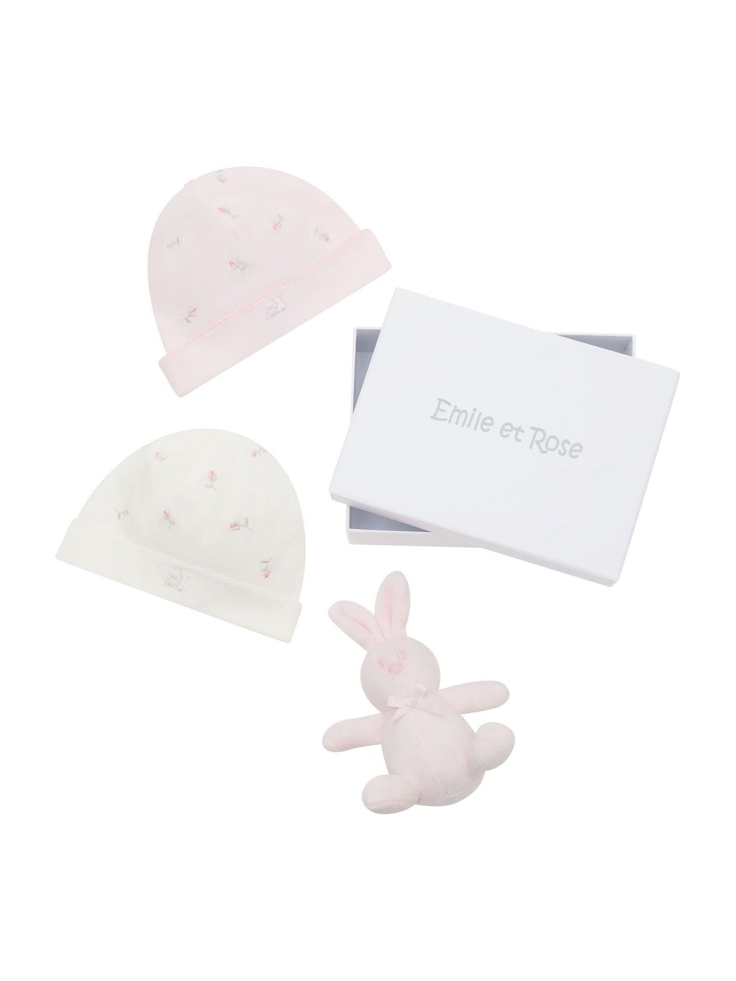 Emile Et Rose Pink Linden Two Hat Gift Set With Embroidered Teddy & Toy image 2
