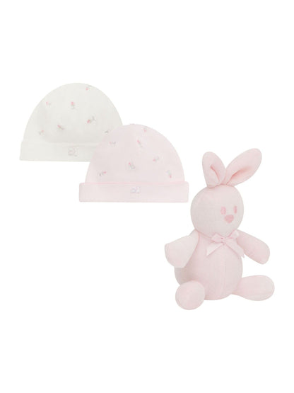 Emile Et Rose Pink Linden Two Hat Gift Set With Embroidered Teddy & Toy image 3