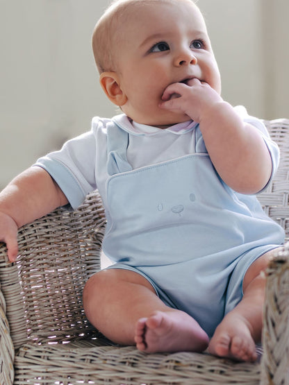 Emile Et Rose Blue Lucas - 2 In1 Bib Short With Embroidered Bear Features & 3D Ears image 1