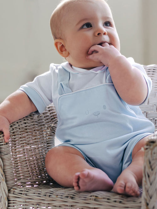 Emile Et Rose Blue Lucas - 2 In1 Bib Short With Embroidered Bear Features & 3D Ears image 1