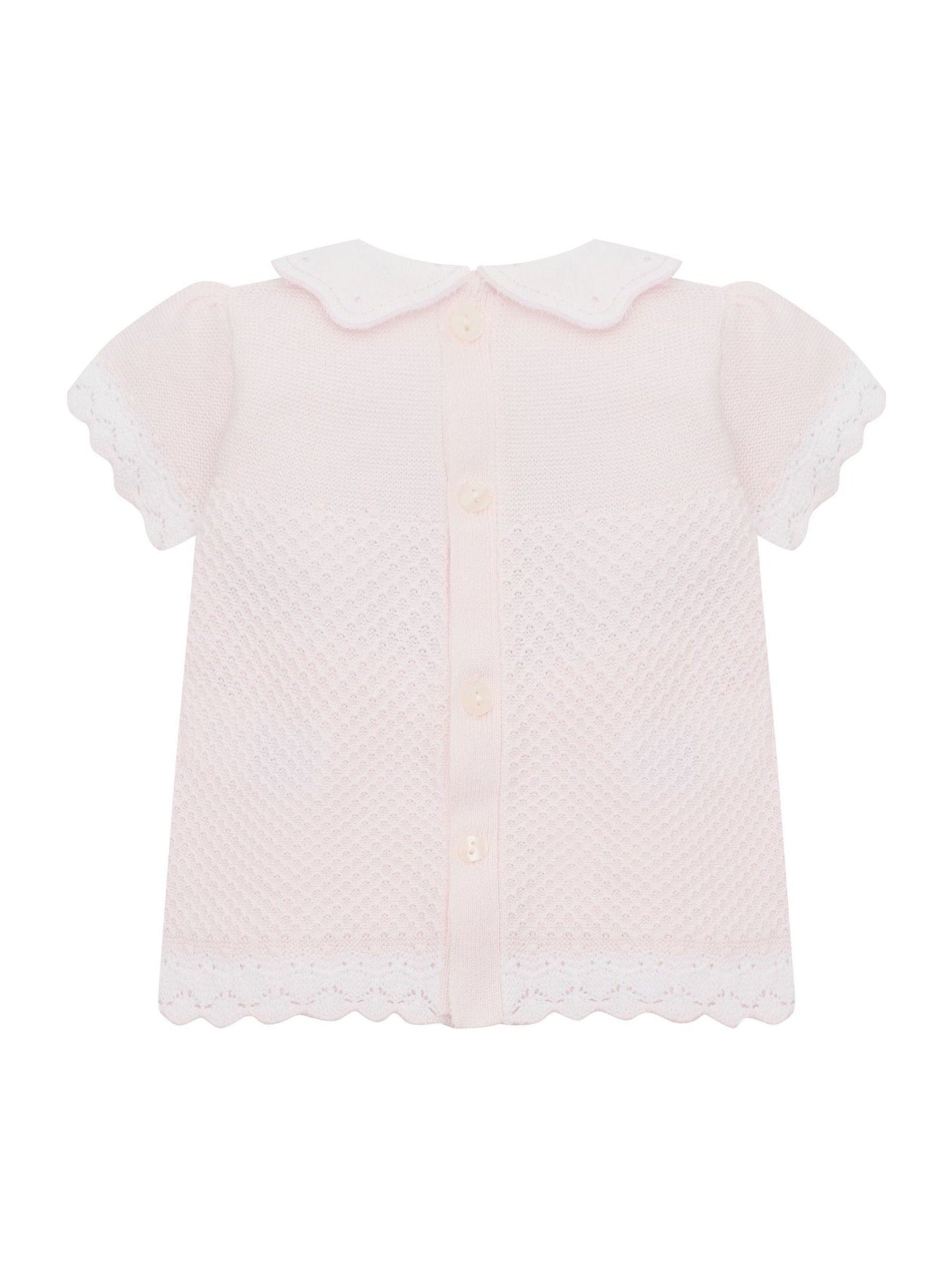 Emile Et Rose Pink Laura - Knitted Crocheted Hems & Embroidered Collar Top & Shorts Set 2 Piece image 4