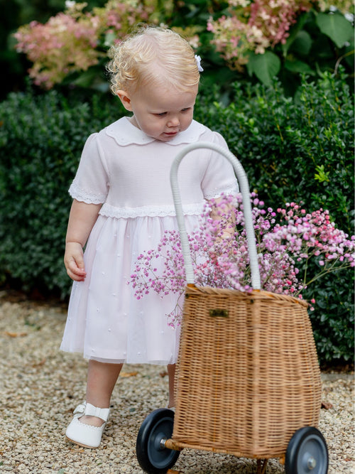Emile Et Rose Pink Lauren Dress With Knitted Upper Skirt Embroidered Tulle Overlay & Pants image 1