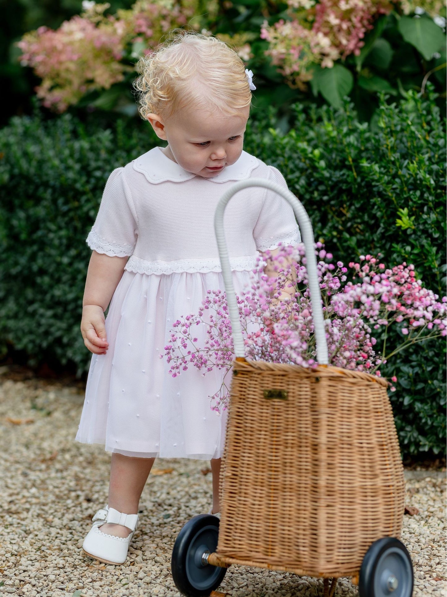 Emile Et Rose Pink Lauren Dress With Knitted Upper Skirt Embroidered Tulle Overlay & Pants image 1