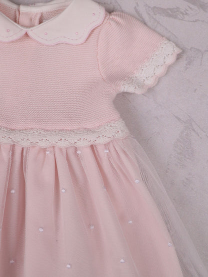 Emile Et Rose Pink Lauren Dress With Knitted Upper Skirt Embroidered Tulle Overlay & Pants image 4