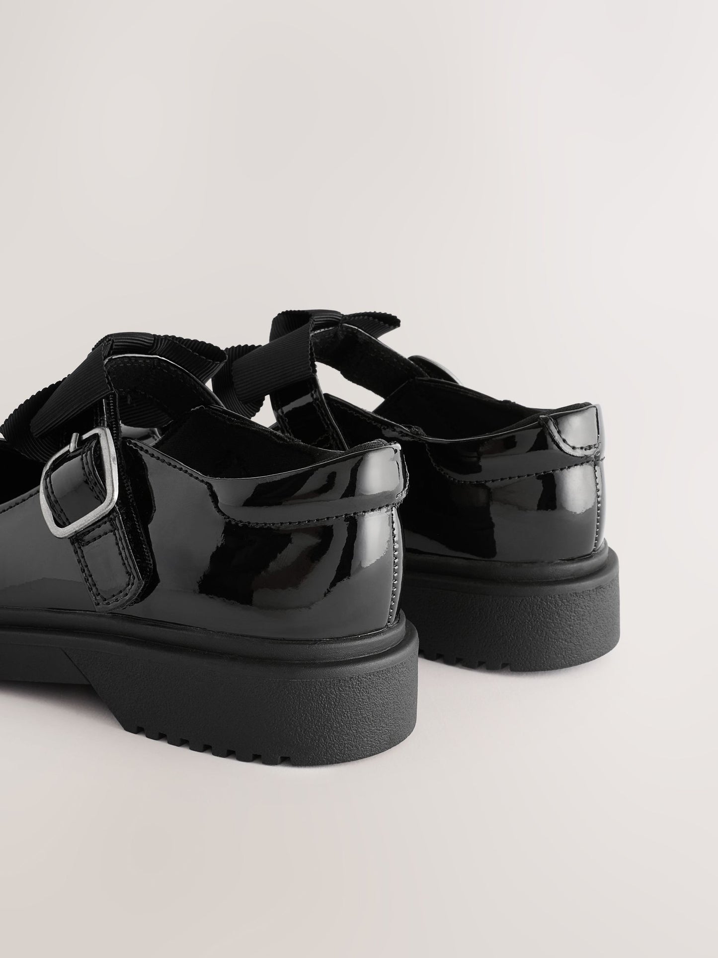 Black Patent Standard Fit (F) Bow Chunky Mary Jane School Shoes image 5