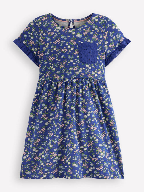Dsiney Kidz - Boden Blue Broderie Pocket Jersey Dress image 1