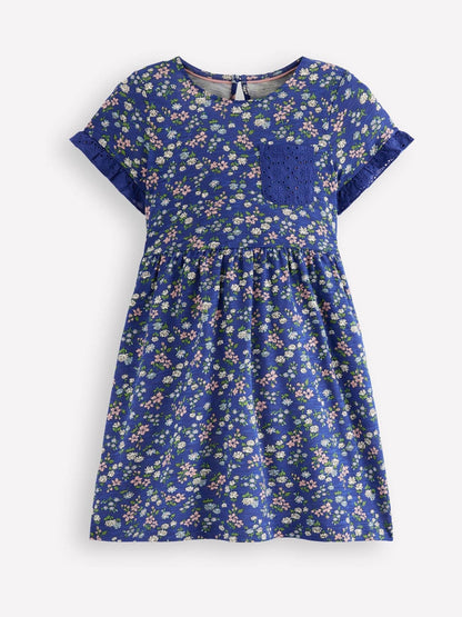 Boden Blue Broderie Pocket Jersey Dress image 1