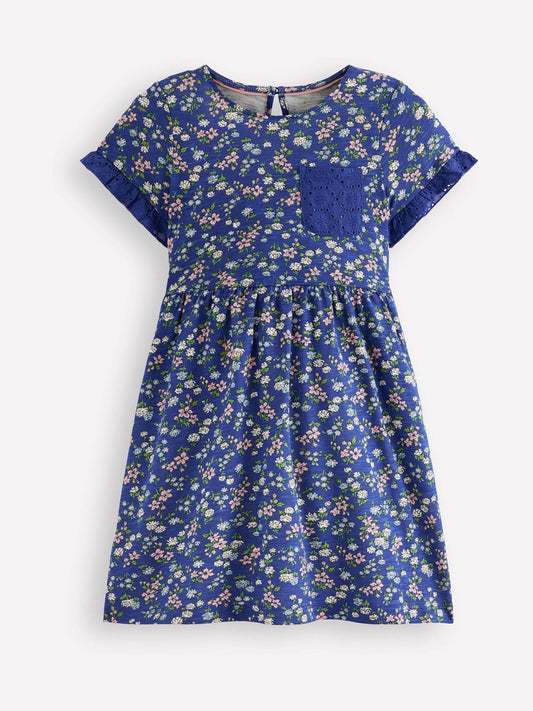 Boden Blue Broderie Pocket Jersey Dress image 1
