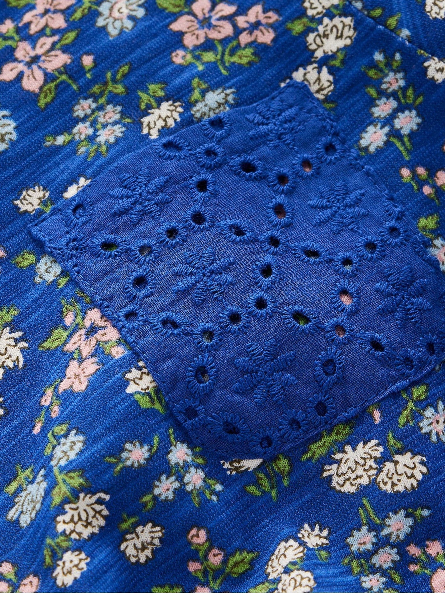 Boden Blue Broderie Pocket Jersey Dress image 3
