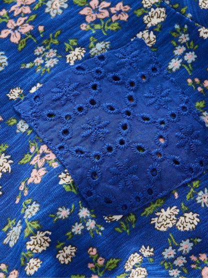 Boden Blue Broderie Pocket Jersey Dress image 3