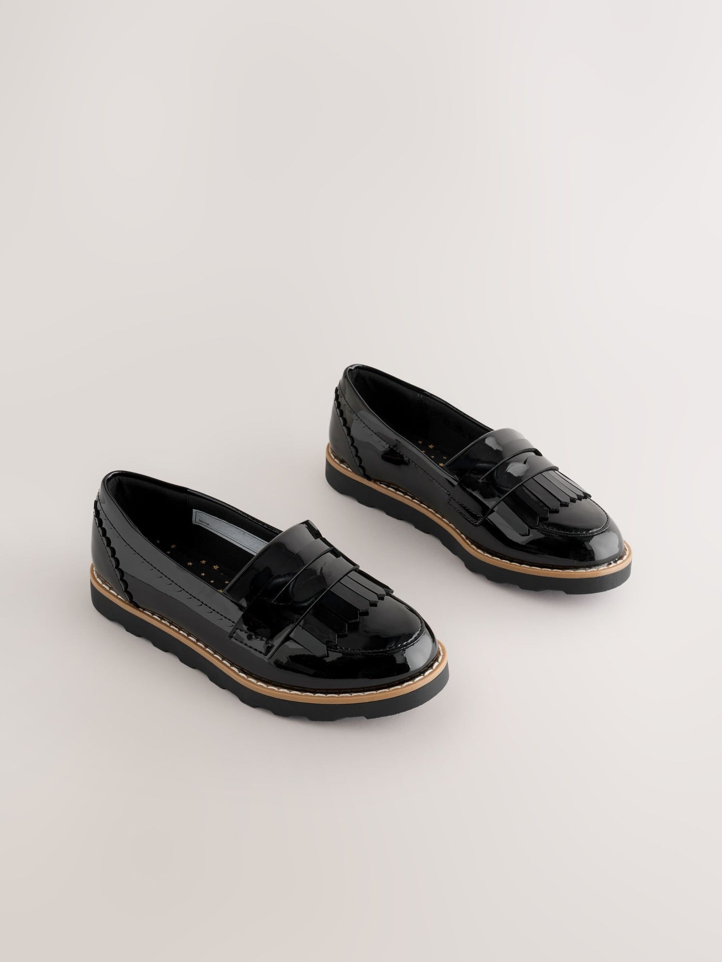 Black Patent Wide Fit (G) Fringe Loafer School Shoes image 1