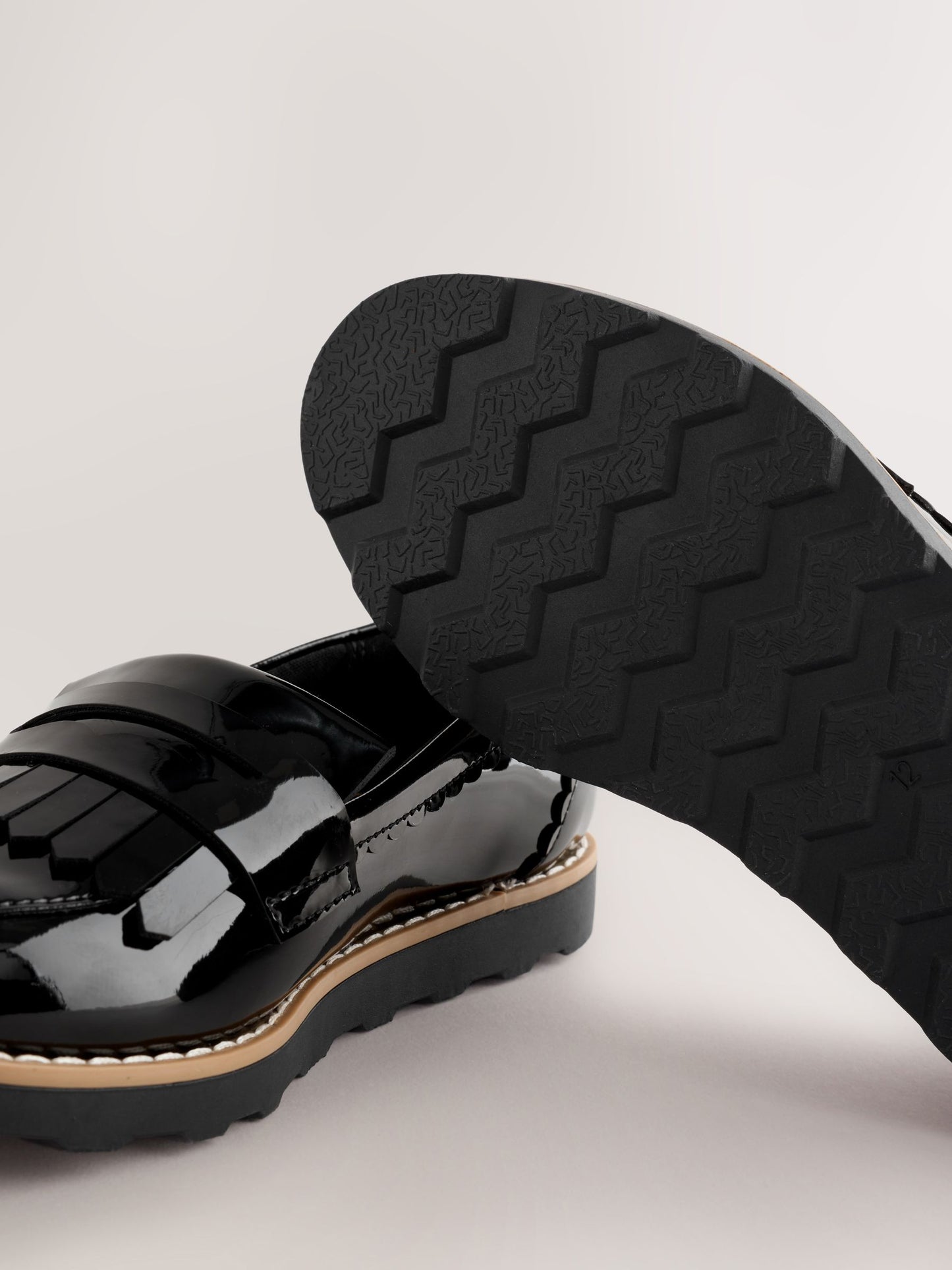 Black Patent Wide Fit (G) Fringe Loafer School Shoes image 3