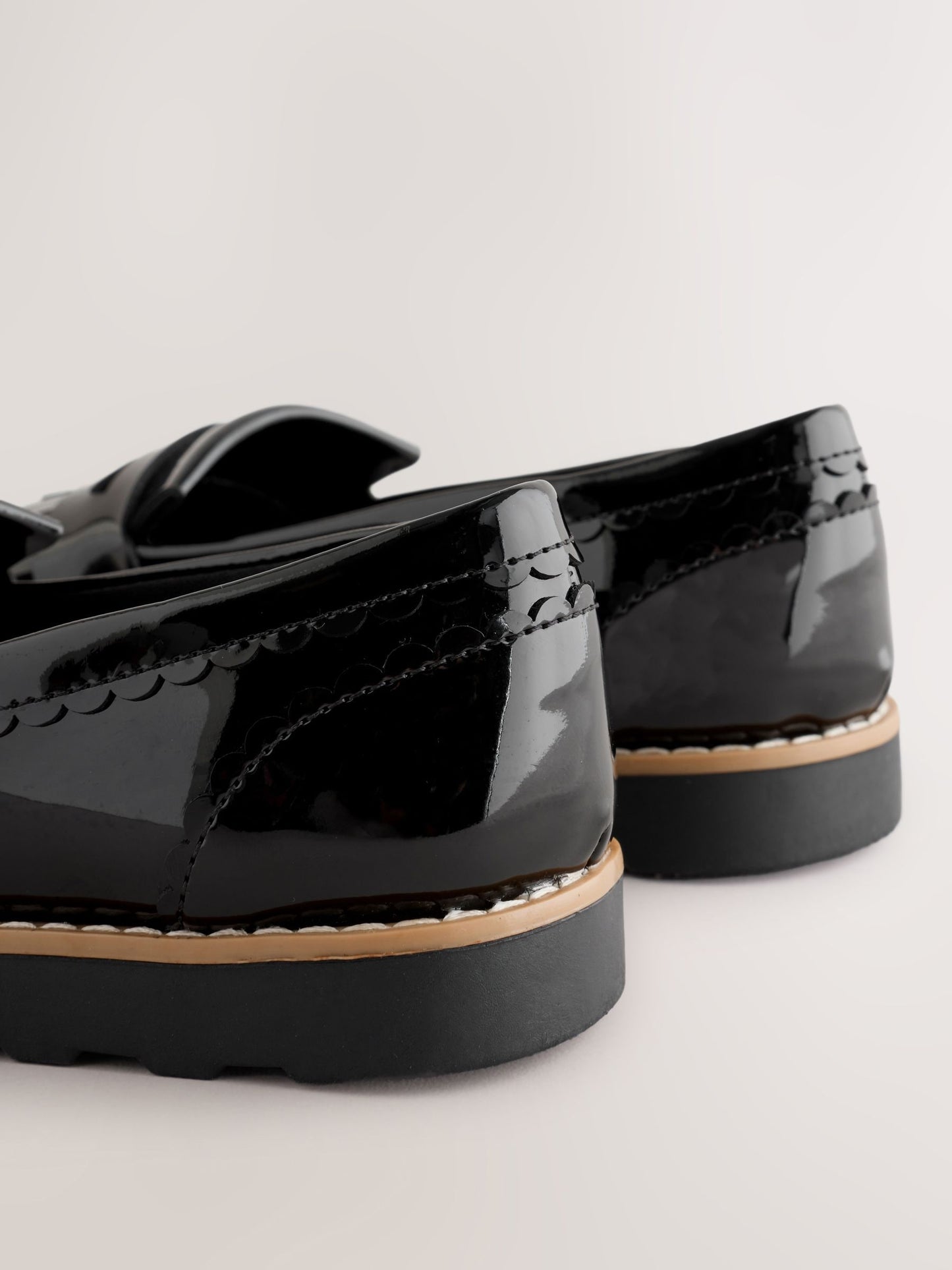 Black Patent Wide Fit (G) Fringe Loafer School Shoes image 4