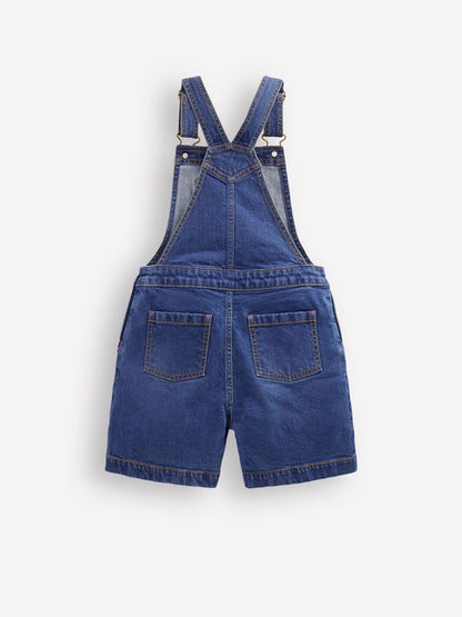 Boden Blue Embroidered Denim Short Dungaree image 2