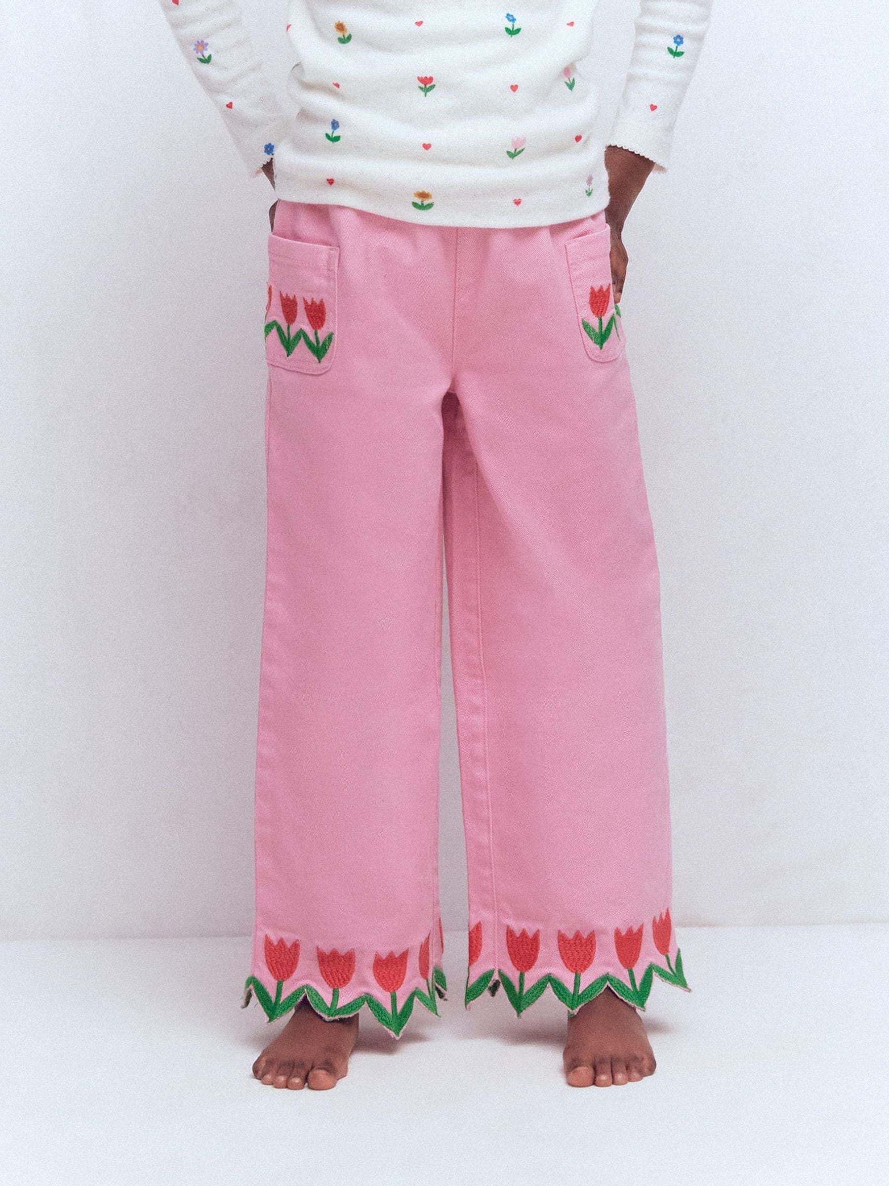 Boden Pink Wide Leg Pull-on Trousers image 4