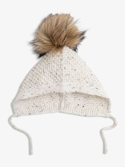 The Little Tailor Natural Pom Pom Textured Knitted Hat - image 1