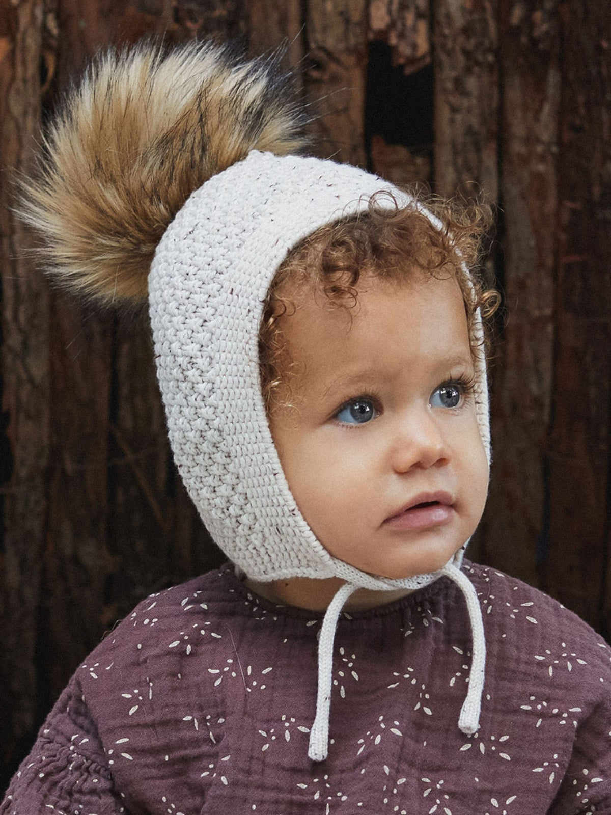 The Little Tailor Natural Pom Pom Textured Knitted Hat - image 3