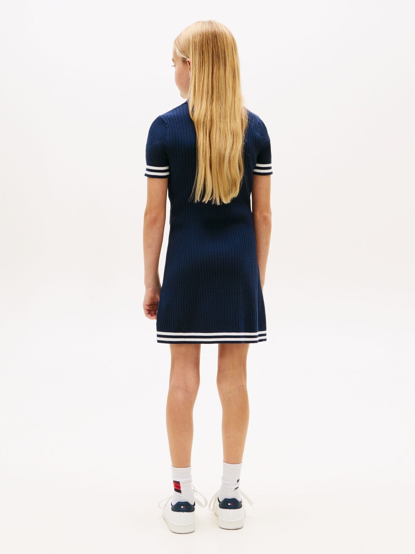Tommy Hilfiger Blue Logo Embroidery Short Sleeve Jumper Dress image 2