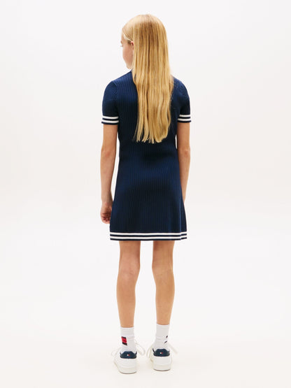 Tommy Hilfiger Blue Logo Embroidery Short Sleeve Jumper Dress image 2
