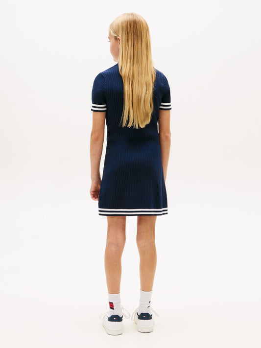 Tommy Hilfiger Blue Logo Embroidery Short Sleeve Jumper Dress image 2