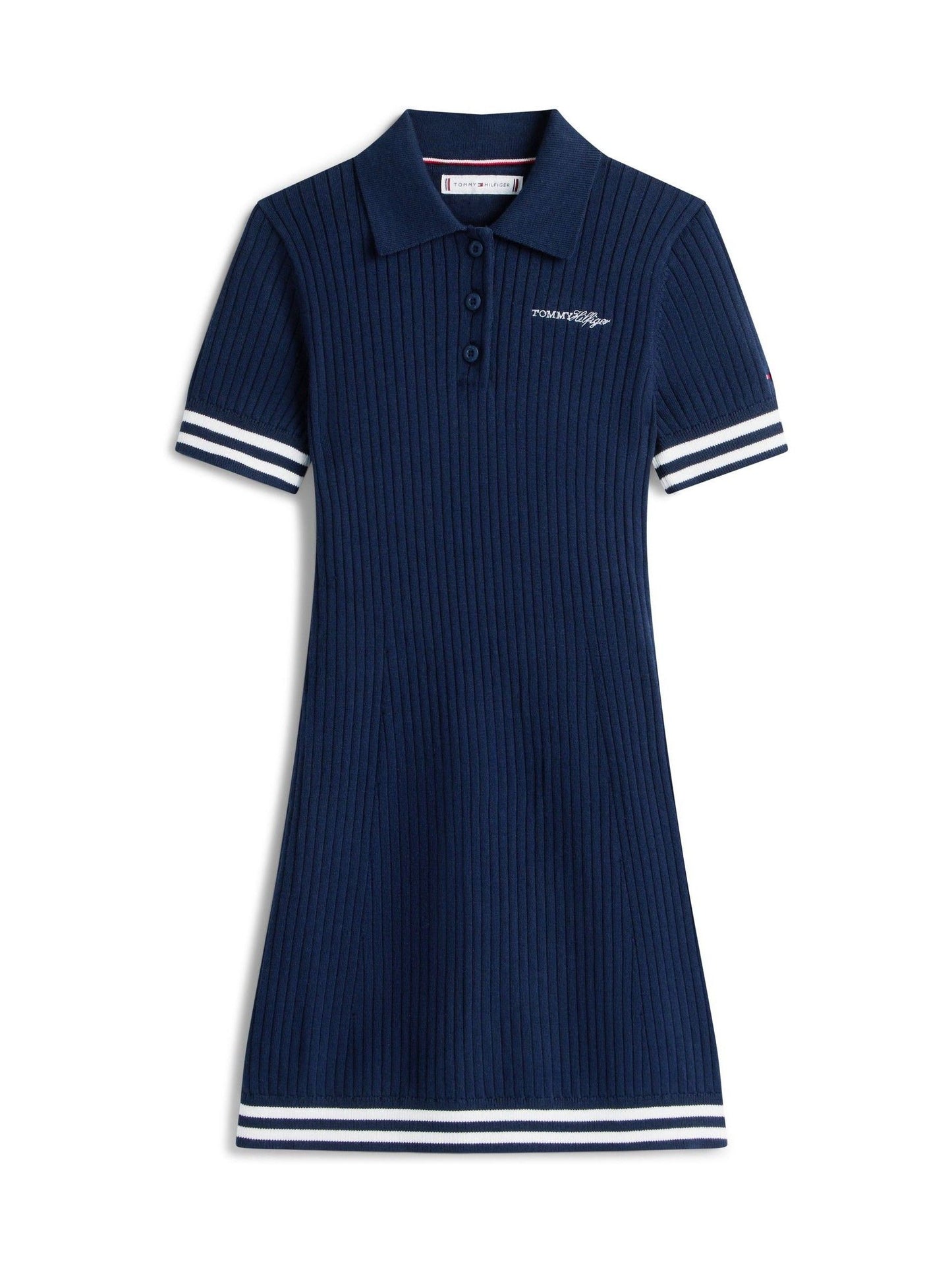 Tommy Hilfiger Blue Logo Embroidery Short Sleeve Jumper Dress image 5