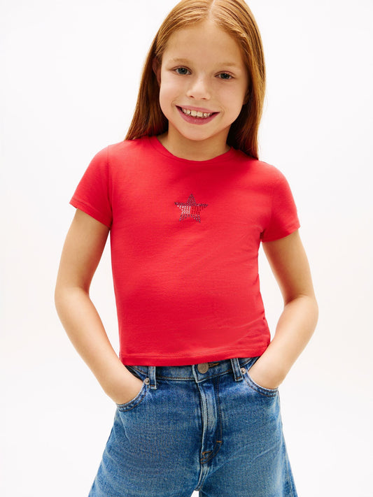 Tommy Hilfiger Red Extra Slim Star Flag T-Shirt image 1