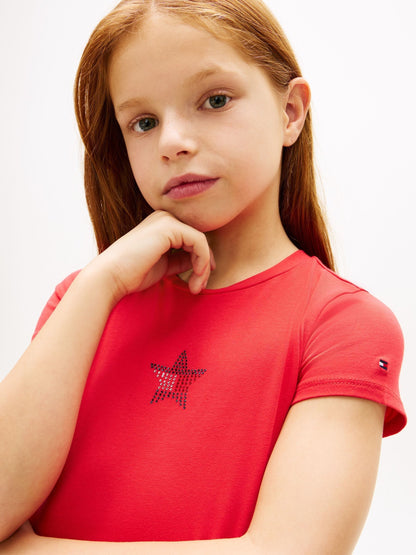 Tommy Hilfiger Red Extra Slim Star Flag T-Shirt image 4