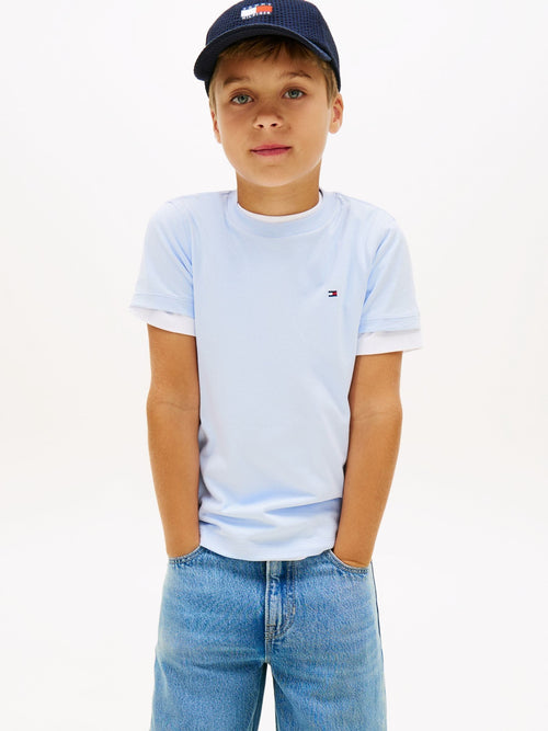 Tommy Hilfiger Sky Blue Essential Flag Embroidery Crew Neck T-Shirt image 1