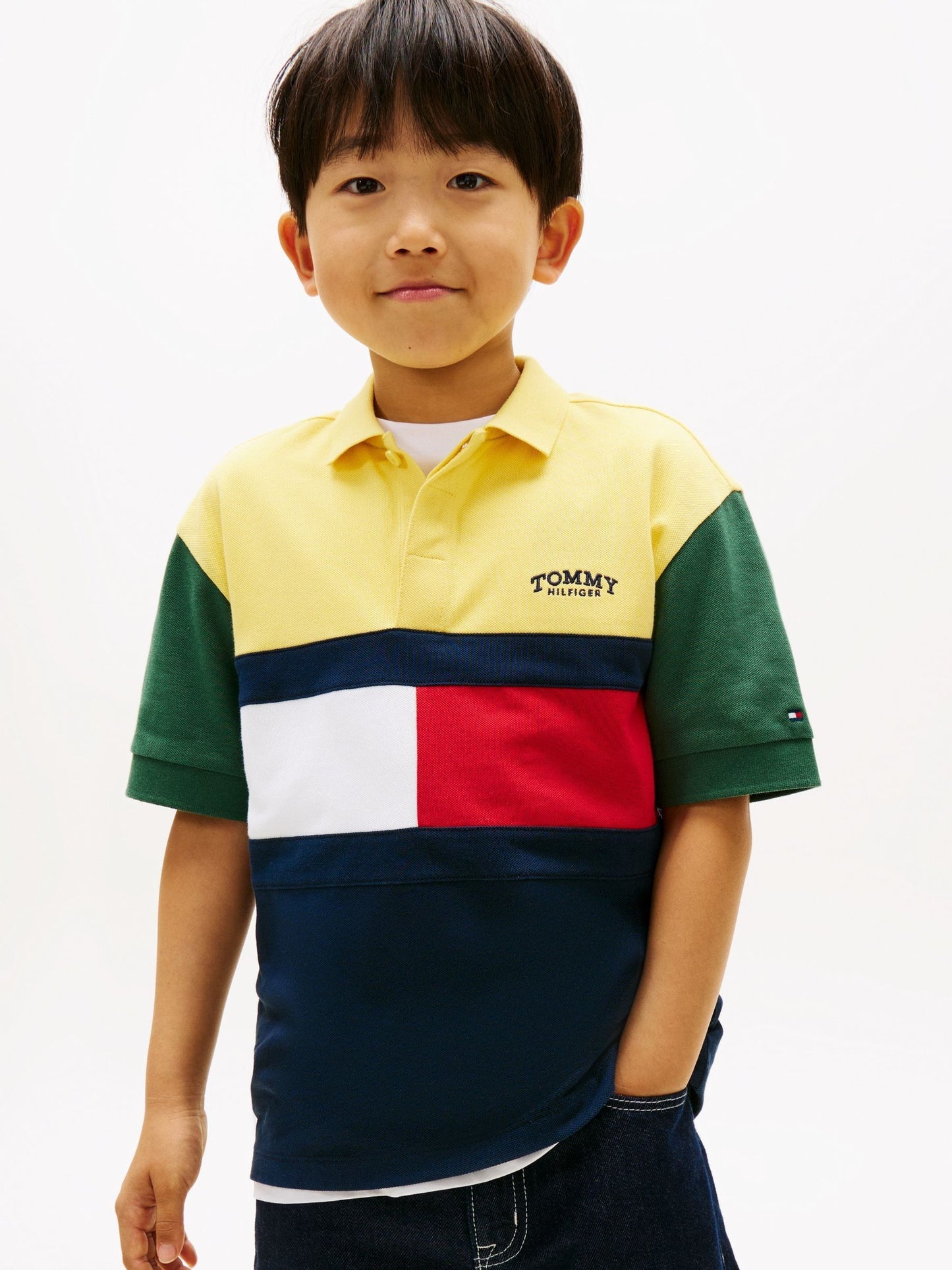 Dsiney Kidz - Tommy Hilfiger Yellow Colourblocked Pique Polo Shirt image 1