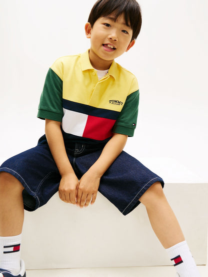 Dsiney Kidz - Tommy Hilfiger Yellow Colourblocked Pique Polo Shirt image 4