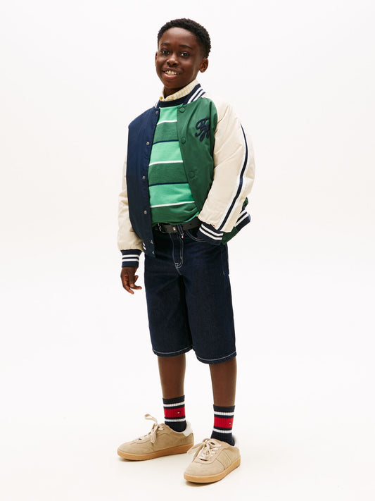 Tommy Hilfiger Dark Blue Contrast Topstitch Loose Denim Shorts image 2