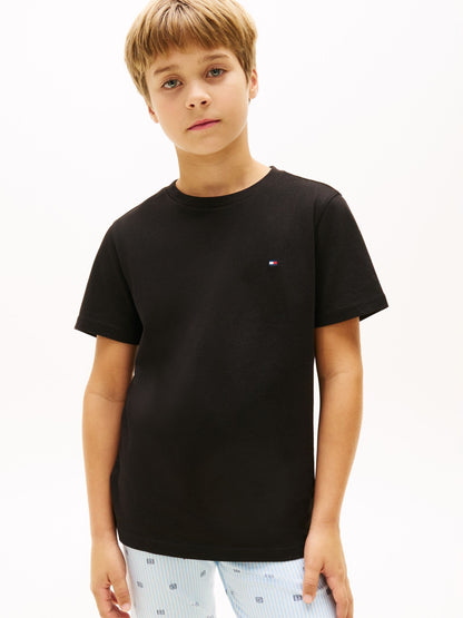 Tommy Hilfiger Black Signature Crew Neck T-Shirts 2 Pack image 2