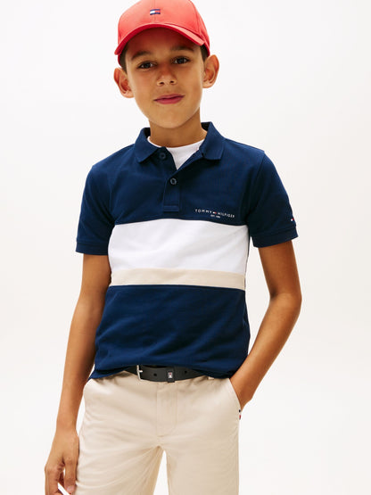 Dsiney Kidz - Tommy Hilfiger Blue Mini Colourblock Polo Shirt image 1