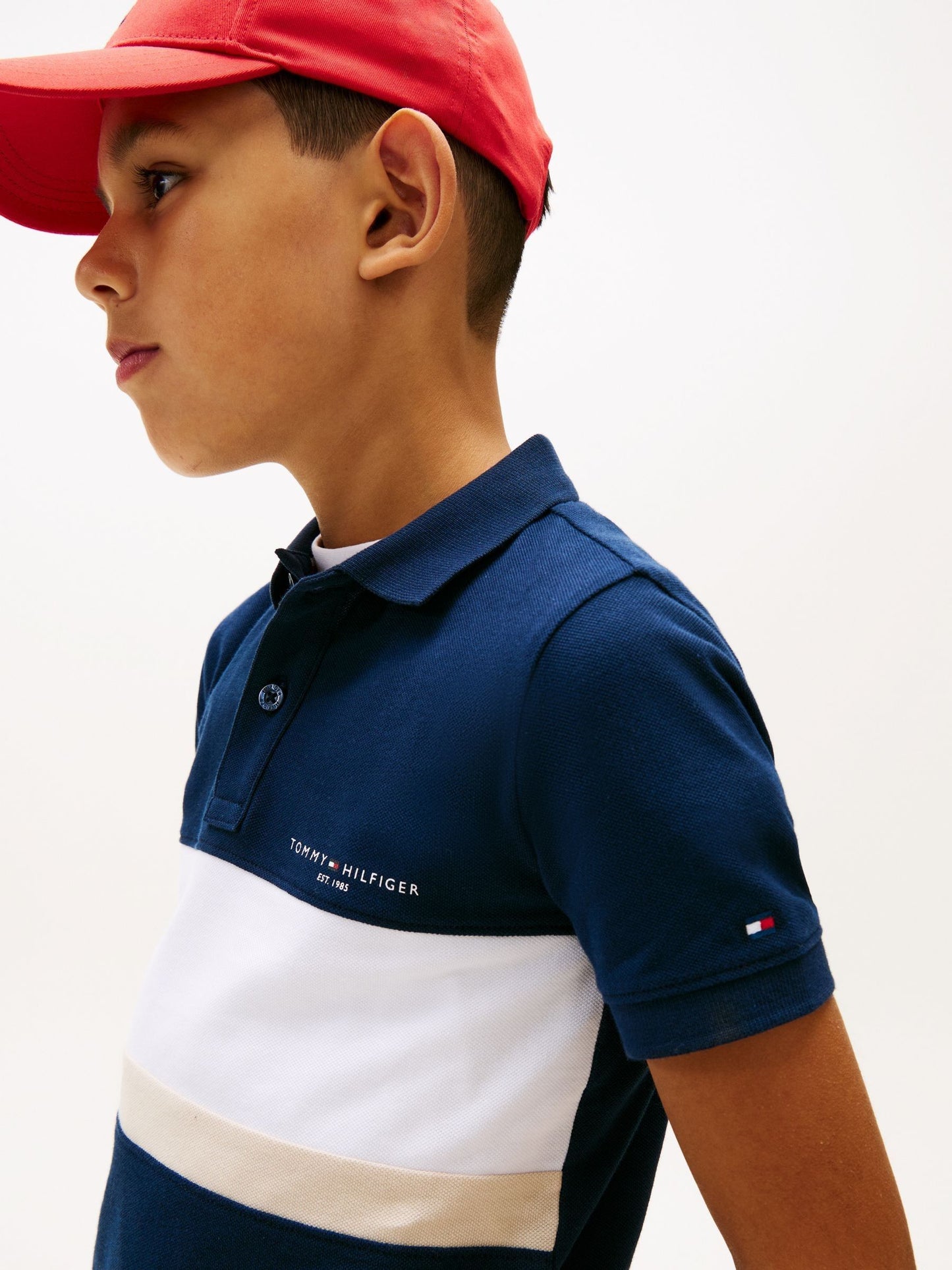 Dsiney Kidz - Tommy Hilfiger Blue Mini Colourblock Polo Shirt image 4