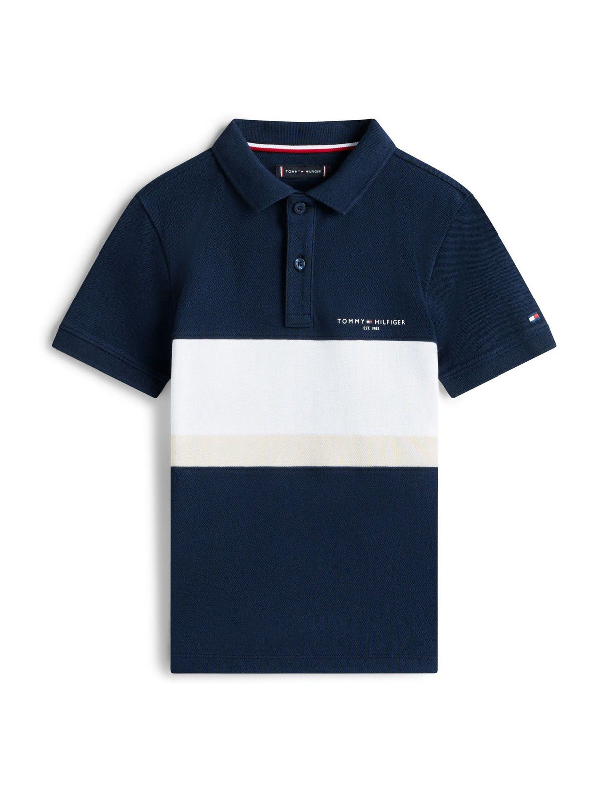Dsiney Kidz - Tommy Hilfiger Blue Mini Colourblock Polo Shirt image 5