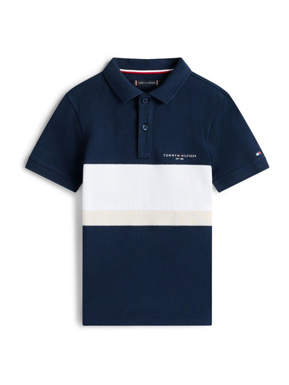 Dsiney Kidz - Tommy Hilfiger Blue Mini Colourblock Polo Shirt image 5